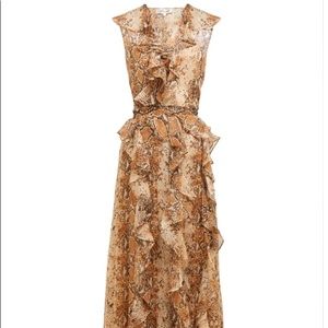 DVF “Lacey” Silk Wrap Python Gown/Maxi